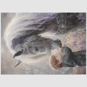 Decoupage Red Headed Boy & His Majestic Horse Tissuepapier