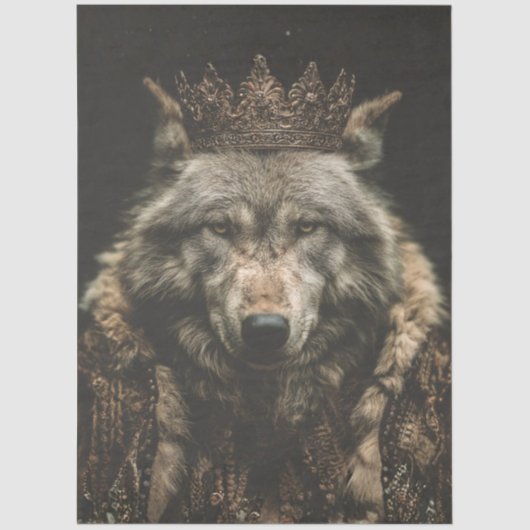 Decoupage Regal Royalty Wolf  Portrait Tissuepapier (Voorkant)