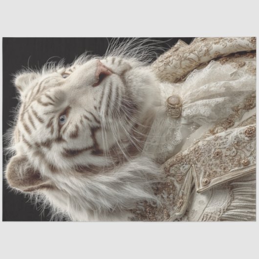 Decoupage Regal White Tiger Portrait Fantasy Nobel Tissuepapier (Voorkant)
