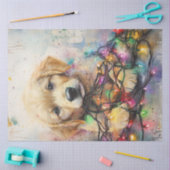 Decoupage Retriever Puppy Gewikkeld Kerstlicht Tissuepapier (Craft)