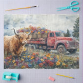 Decoupage  Rode Vrachtwagen Veldbloemen Tissuepapier (Craft)