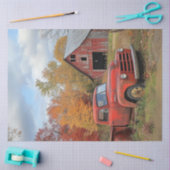 Decoupage  Roest Rode Truck Herfstscène Tissuepapier (Craft)