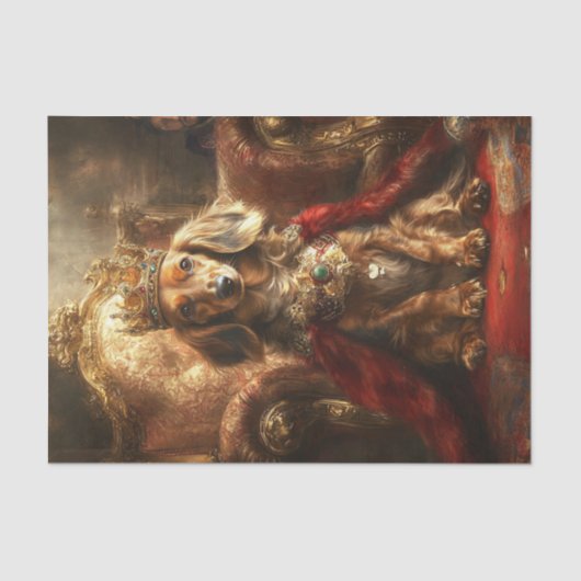 Decoupage Royal Crown Teckel Gouden Troon Tissuepapier (Voorkant)