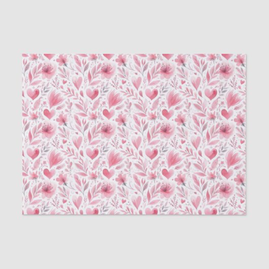 Decoupage Roze Bloemen Harten Verjaardagsfeest Tissuepapier (Voorkant)