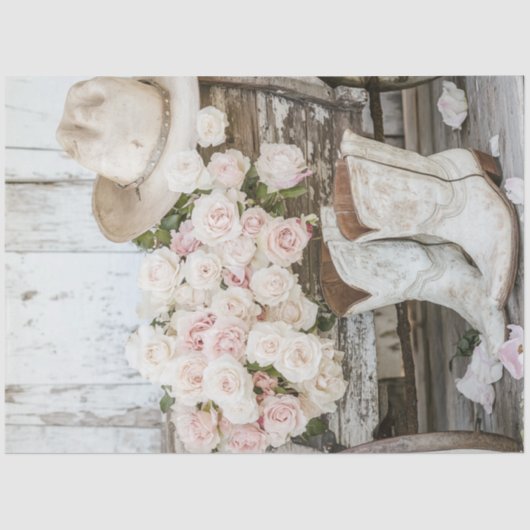 Decoupage Rustic Cowboy Boot Western Pet Roze Tissuepapier (Voorkant)