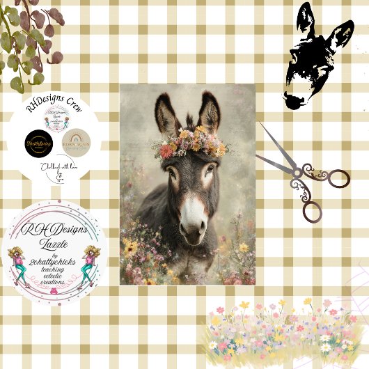 Decoupage Rustic Donkey Countryside Art Tissuepapier