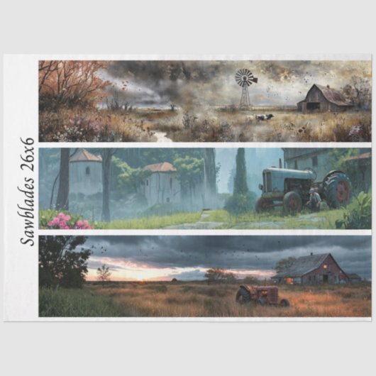 Decoupage Rustic Farm Style 26x6 for Handsaws Tissuepapier (Voorkant)