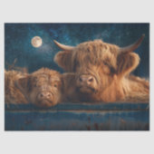Decoupage Rustic Moonlit Highland Koeien in Trough Tissuepapier (Voorkant)