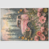 Decoupage Rustic Pink Truck Tissuepapier (Voorkant)