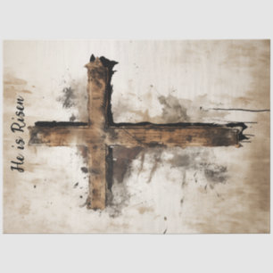 Decoupage rustieke kruisiging met Pasen Tissuepapier