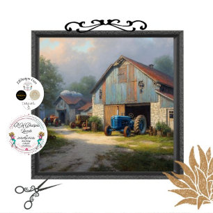 Decoupage Rustieke Scène Schuur &  Tractor Tissuepapier