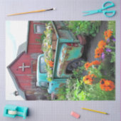 Decoupage Rusty Blue Truck Flowers Tissuepapier (Craft)