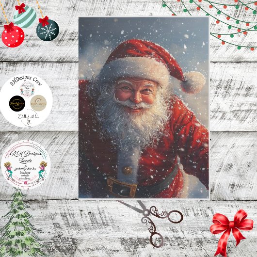 Decoupage Saint Nick in de sneeuw Tissuepapier