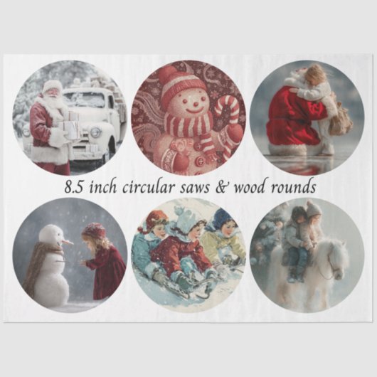 Decoupage Santa Circular Saw Designs 8.5" Tissuepapier (Voorkant)
