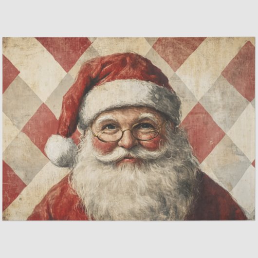 Decoupage  Santa Diamond Achtergrond Tissuepapier (Voorkant)
