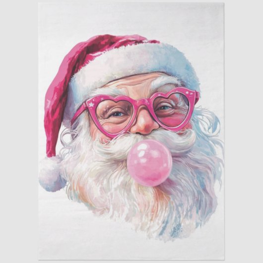 Decoupage Santa Holiday Sass Blowing Bubblegum Tissuepapier (Voorkant)