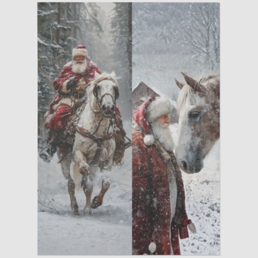 Decoupage Santa Horse 10x20 Projects  Tissuepapier (Voorkant)
