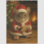 Decoupage Santa Mouse Writing a Letter Tissuepapier (Voorkant)