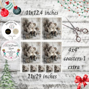 Decoupage Santa & Onderzetters Tissuepapier