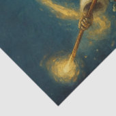 Decoupage Santa & Reindeer Sleighing in Night Sky Tissuepapier (Detail)