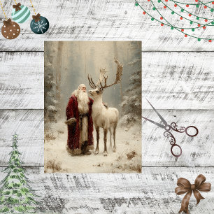 Decoupage  Santa Reindeer Snowy Forest Tissuepapier