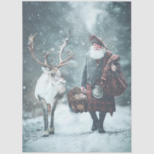 Decoupage Scottish Santa Claus in Kilt  Tissuepapier (Voorkant)