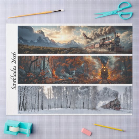 Decoupage Seasonal Trains 26x26 for Handsaws Tissuepapier (Craft)