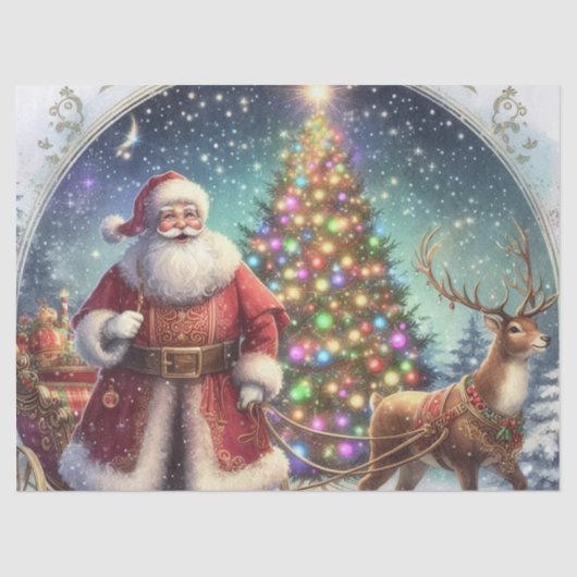  decoupage sinterklaas en rendieren tissuepapier (Voorkant)
