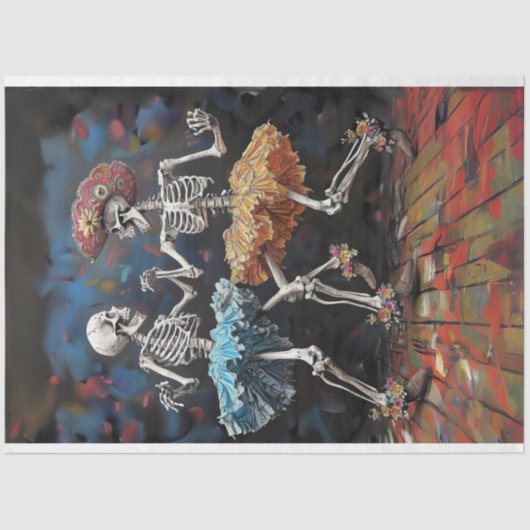 Decoupage Skeleton Couple Dancing Day of Dead Tissuepapier (Voorkant)