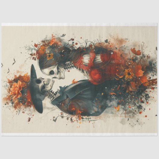 Decoupage Skeleton Couple Victor & Eliza in het ro Tissuepapier (Voorkant)