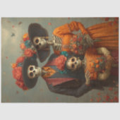 Decoupage Skeleton Familie Feestelijke Halloween P Tissuepapier (Voorkant)