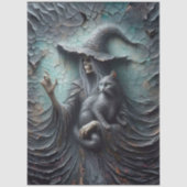 Decoupage Skeleton Gothic Witch Black Cat Tissuepapier (Voorkant)