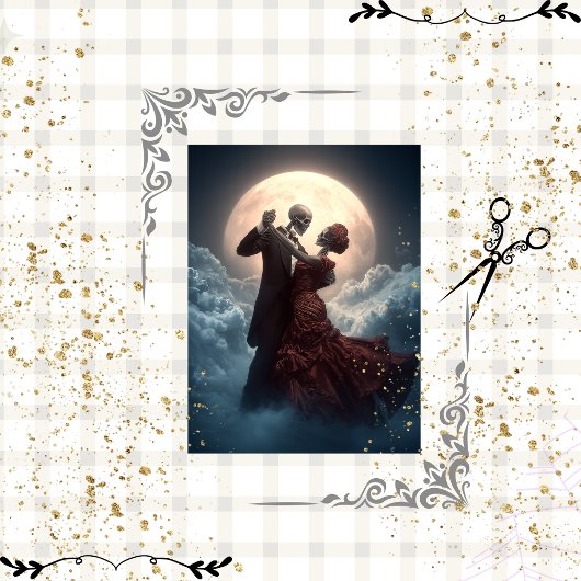 Decoupage Skeleton Moonlight Waltz Dance Tissuepapier