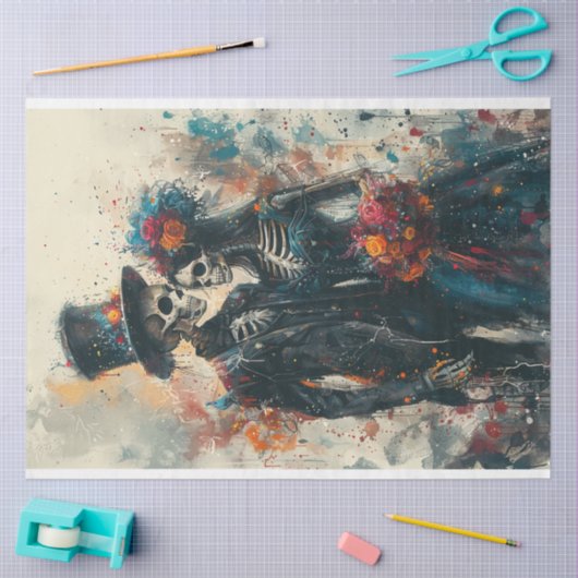 Decoupage Skeleton Paar bruiloft Tissuepapier (Craft)