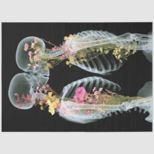 Decoupage Skeleton Paar Verstrengeld Bloemen Tissuepapier