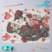 Decoupage Skeleton Paar Vieren Valentijn Tissuepapier (Craft)