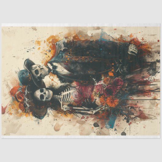 Decoupage Skeleton Party Paar Tissuepapier (Voorkant)