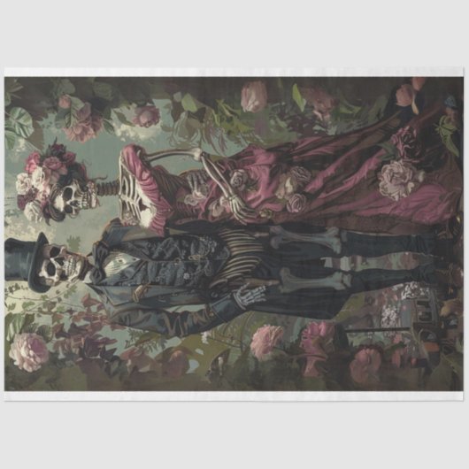 Decoupage  Skeletten Dag van de Dood Tissuepapier (Voorkant)