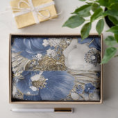 Decoupage Sla de datum op Blue Floral Boarder Tissuepapier (Geschenk)