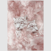 Decoupage Snow Leopard Pink Botanical Garden Tissuepapier (Voorkant)