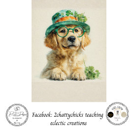 Decoupage St. Patrick's Day Golden Retriever  Tissuepapier