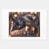 Decoupage - Steampunk cat drinking beer -  Inpakpapier Vel (Voorkant 2)