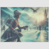 Decoupage Steampunk Fantasy Winter Boodschapper Tissuepapier (Voorkant)