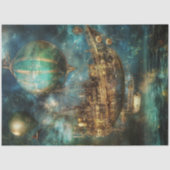 Decoupage Steampunk Hete Luchtballon Cosmic Sky Tissuepapier (Voorkant)