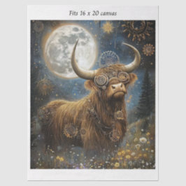 Decoupage Steampunk Highland Celestial Moon Canvas Tissuepapier
