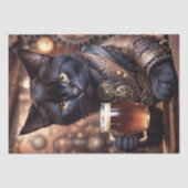 Decoupage - Steampunk kat drink bier - Tissuepapier (Voorkant)