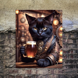 Decoupage - Steampunk kat drinkt bier Inpakpapier Vel
