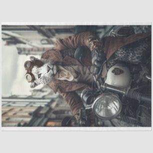 Decoupage Steampunk Leo Leopard Motorrijder Tissuepapier