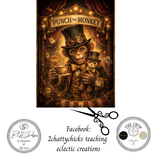 Decoupage Steampunk Punch the Monkey  Tissuepapier