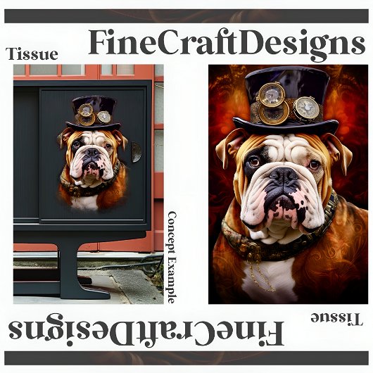 Decoupage Steampunk Regal British Bulldog Links 11 Tissuepapier